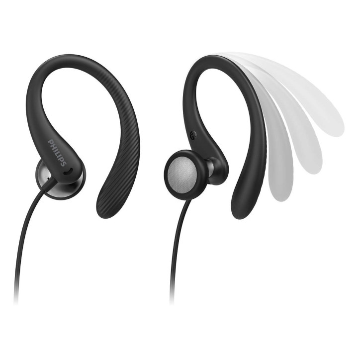 Philips TAA1105BK 00 auscultador Auscultadores Com fios Gancho de orelha, Intra-auditivo Desportos Preto