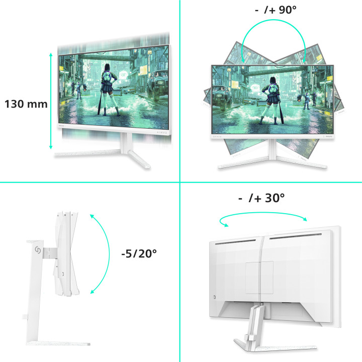 Philips Evnia 3000 24M2N3201P 00 monitor de ecrã 60,5 cm (23.8") 1920 x 1080 pixels Full HD LCD Branco