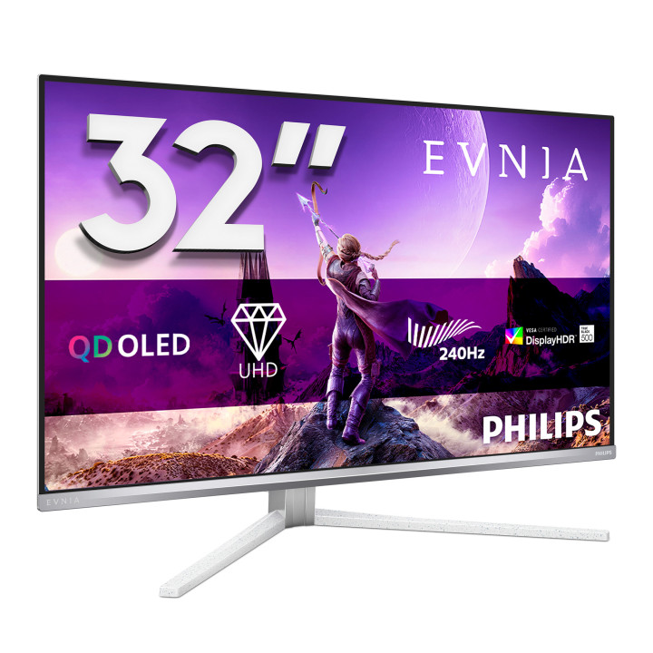 Philips Evnia 8000 32M2N8900P 00 monitor de ecrã 80 cm (31.5") 3840 x 2160 pixels 4K Ultra HD QD-OLED Branco