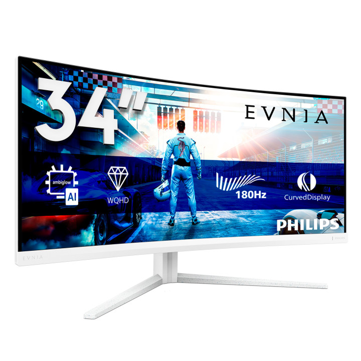 Philips Evnia 5000 34M2C5501A 00 monitor de ecrã 86,4 cm (34") 3440 x 1440 pixels Wide Quad HD LCD Branco