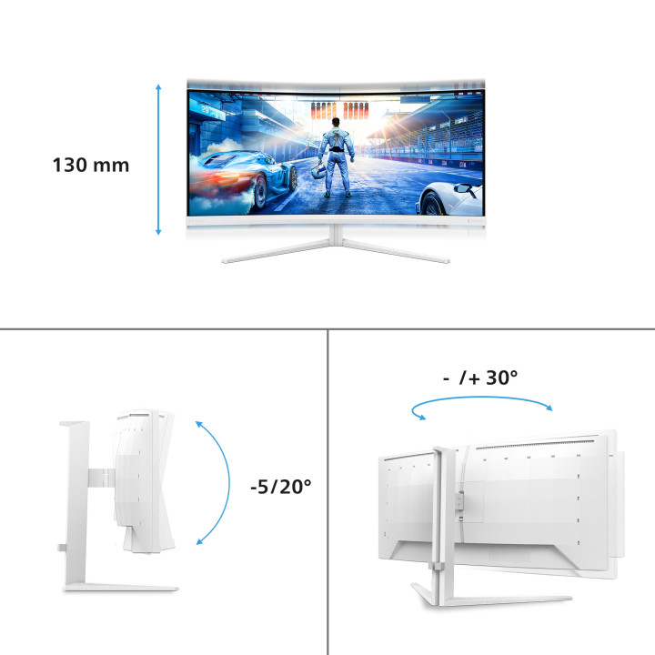 Philips Evnia 5000 34M2C5501A 00 monitor de ecrã 86,4 cm (34") 3440 x 1440 pixels Wide Quad HD LCD Branco