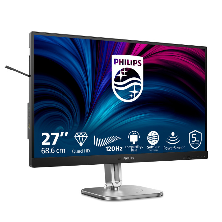 Philips 4000 series 27B2N4500 00 monitor de ecrã 68,6 cm (27") 2560 x 1440 pixels Quad HD LCD Cinzento