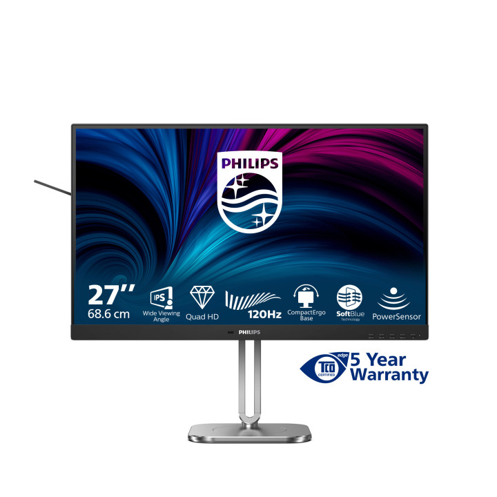 Philips 4000 series 27B2N4500 00 monitor de ecrã 68,6 cm (27") 2560 x 1440 pixels Quad HD LCD Cinzento