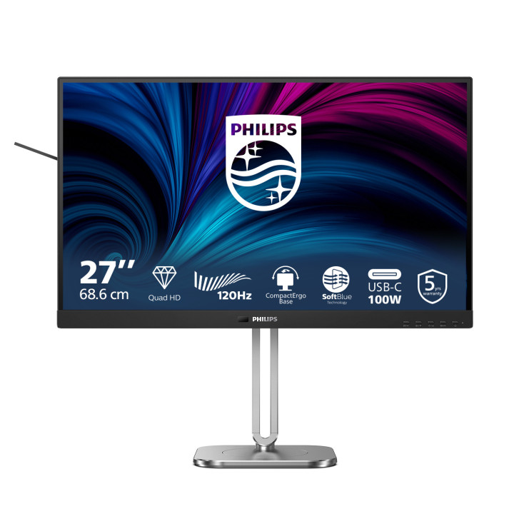 Philips 27B2U4601 00 monitor de ecrã 68,6 cm (27") 2560 x 1440 pixels Quad HD LCD Cinzento