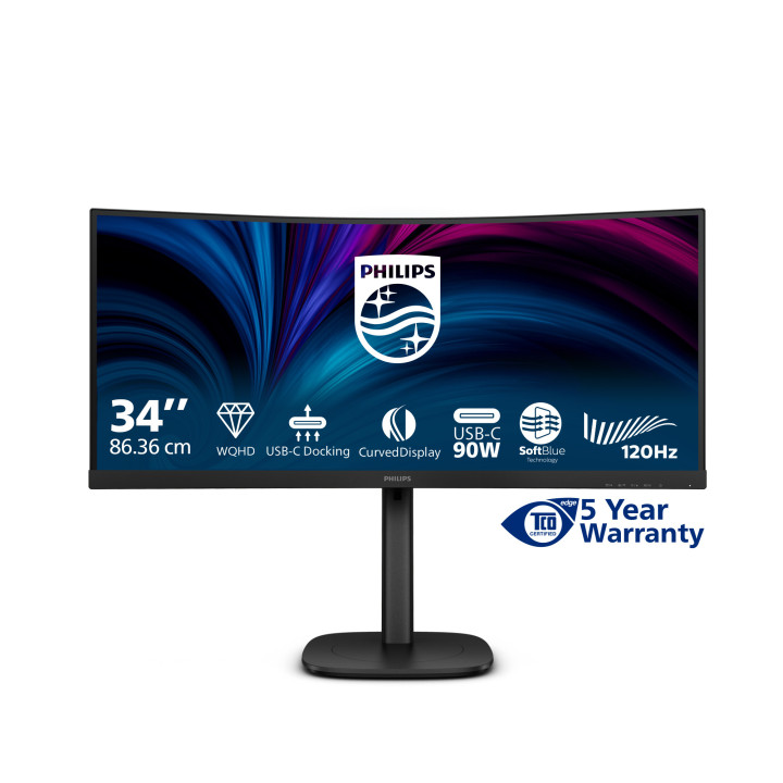 Philips 3000 series 34B2U3600C 00 monitor de ecrã 86,4 cm (34") 3440 x 1440 pixels Wide Quad HD LCD Preto