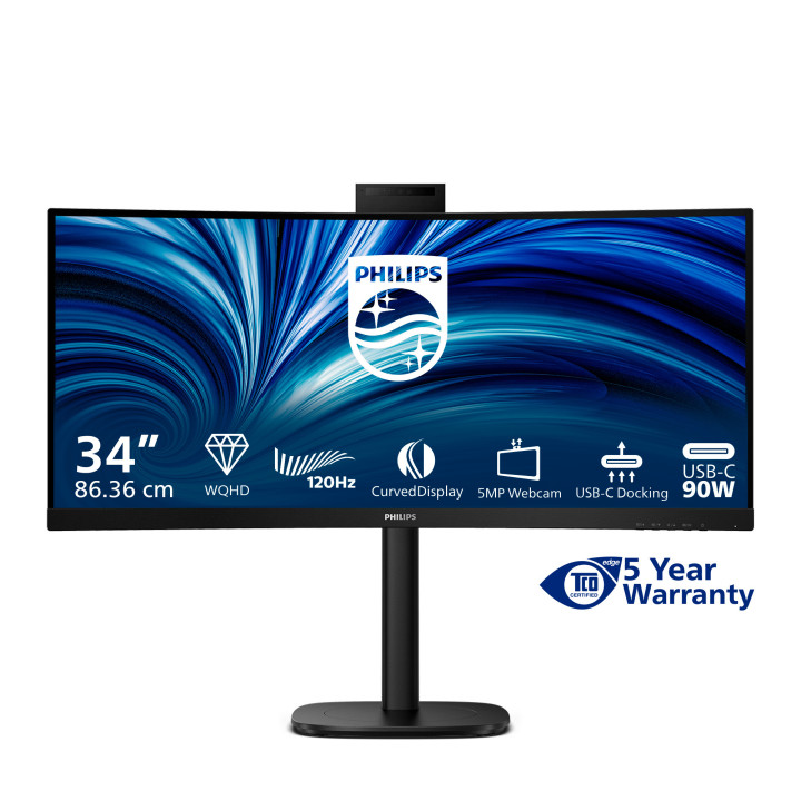 Philips 3000 series 34B2U3600CH 00 monitor de ecrã 86,4 cm (34") 3440 x 1440 pixels Wide Quad HD LCD Preto