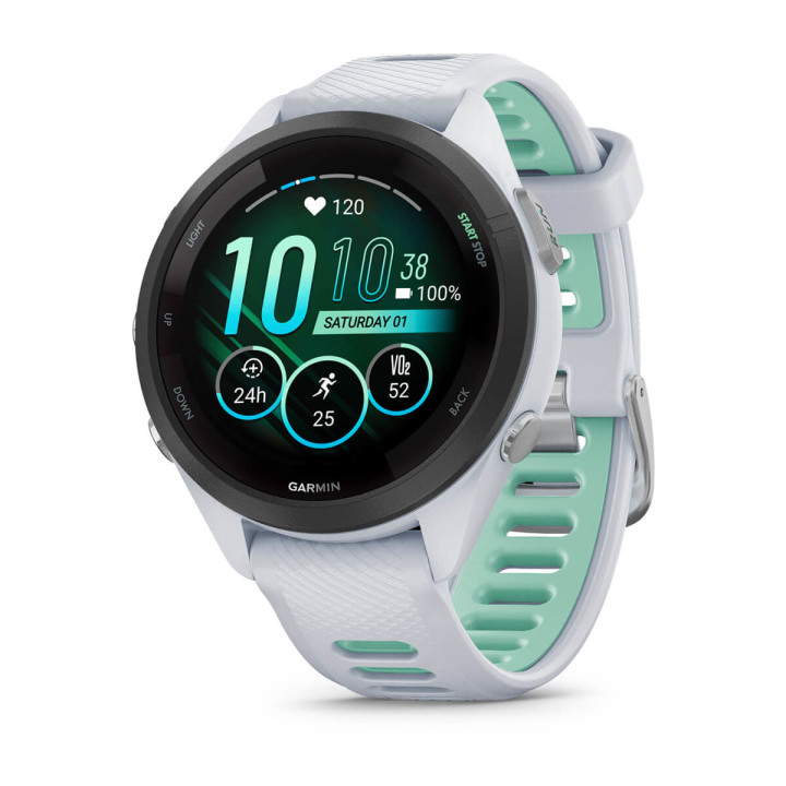 Garmin Forerunner 265S 2,79 cm (1.1") AMOLED 42 mm Digital 360 x 360 pixels Ecrã táctil Preto, Branco Wi-Fi GPS