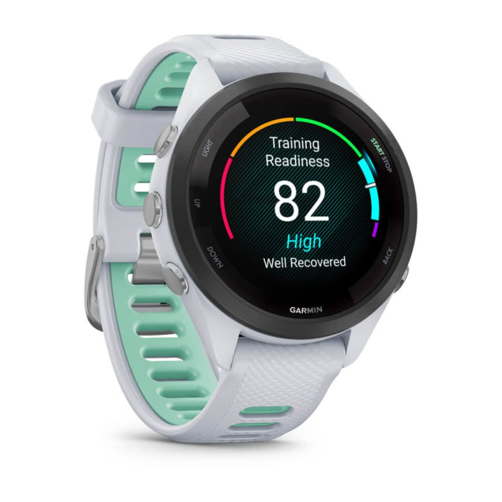 Garmin Forerunner 265S 2,79 cm (1.1") AMOLED 42 mm Digital 360 x 360 pixels Ecrã táctil Preto, Branco Wi-Fi GPS