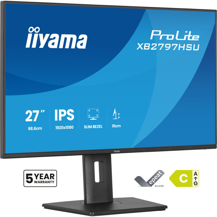 iiyama ProLite XB2797HSU-B1 monitor de ecrã 68,6 cm (27") 1920 x 1080 pixels Full HD LED Preto