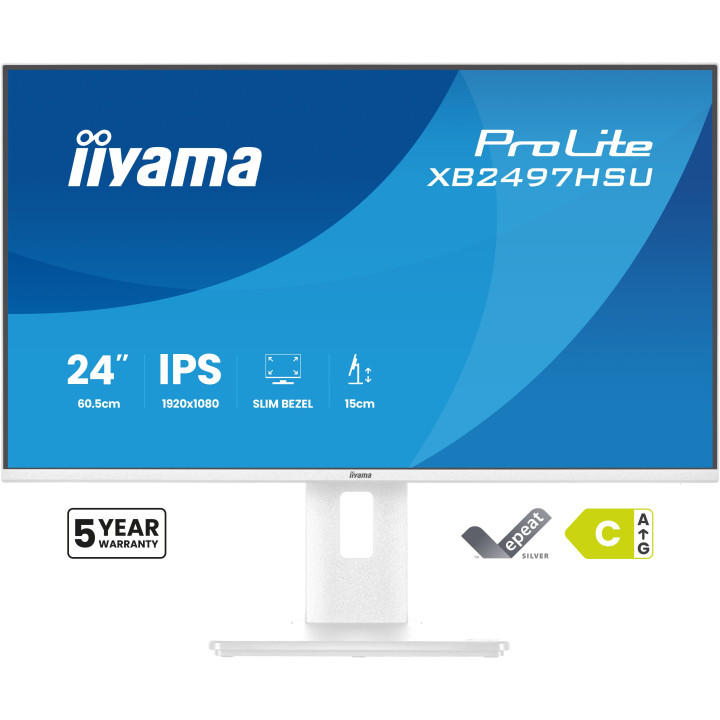 iiyama ProLite XB2497HSU-W1 monitor de ecrã 60,5 cm (23.8") 1920 x 1080 pixels Full HD LED Branco