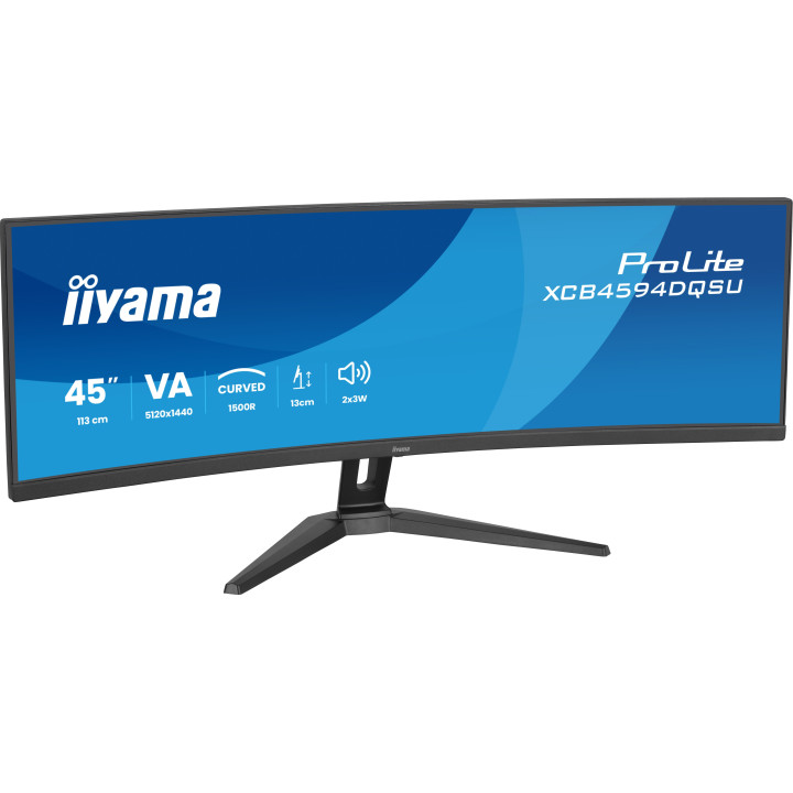 iiyama ProLite XCB4594DQSU-B1 monitor de ecrã 113 cm (44.5") 5120 x 1440 pixels Dual QHD LED Preto