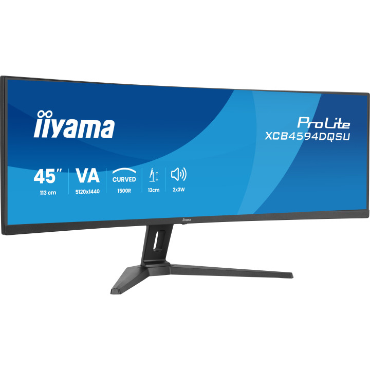 iiyama ProLite XCB4594DQSU-B1 monitor de ecrã 113 cm (44.5") 5120 x 1440 pixels Dual QHD LED Preto