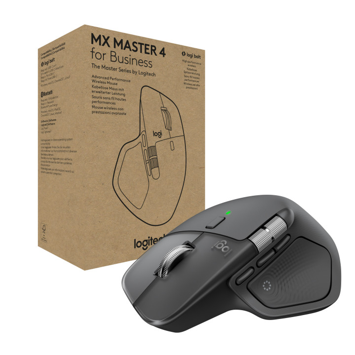 Logitech MX Master 4 for Business rato Escritório Mão direita RF Wireless + Bluetooth Laser 8000 DPI