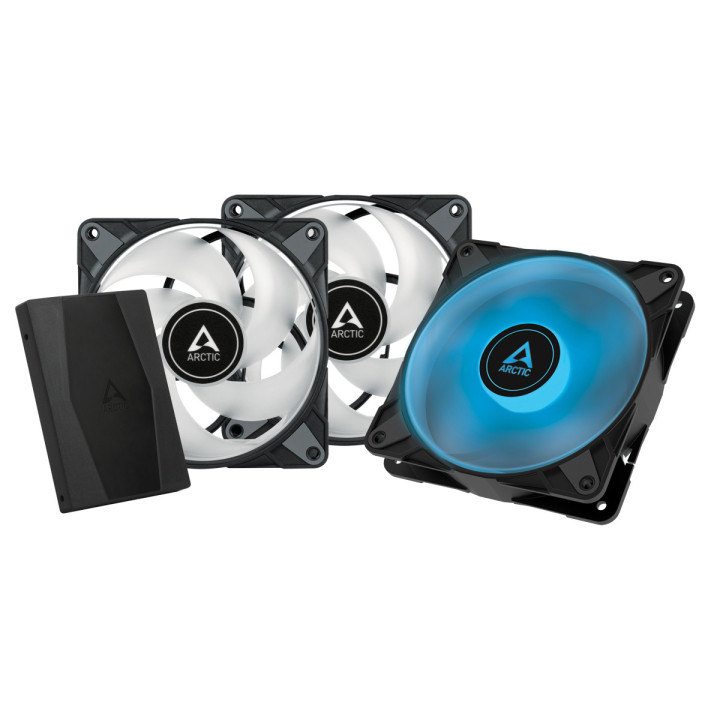ARCTIC P12 PWM PST RGB 0dB Caixa de computador Ventoinha 12 cm Preto 3 unidade(s)