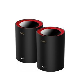 Cudy M3000 2-Pack Dual-band (2,4 GHz   5 GHz) Wi-Fi 6 (802.11ax) Preto, Vermelho 1 Interno