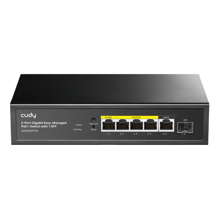 Cudy GS1005PTS1 switch de rede Gigabit Ethernet (10 100 1000) Power over Ethernet (PoE) Preto