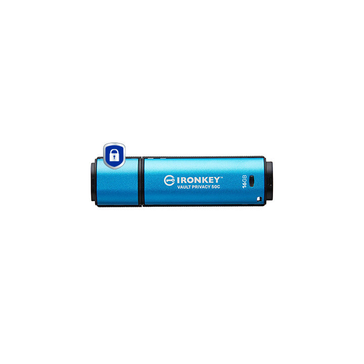 Kingston Technology IronKey Vault Privacy 50 unidade de memória USB 16 GB USB Type-C 3.2 Gen 1 (3.1 Gen 1) Preto, Azul