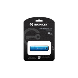 Kingston Technology IronKey Vault Privacy 50 unidade de memória USB 32 GB USB Type-C 3.2 Gen 1 (3.1 Gen 1) Preto, Azul