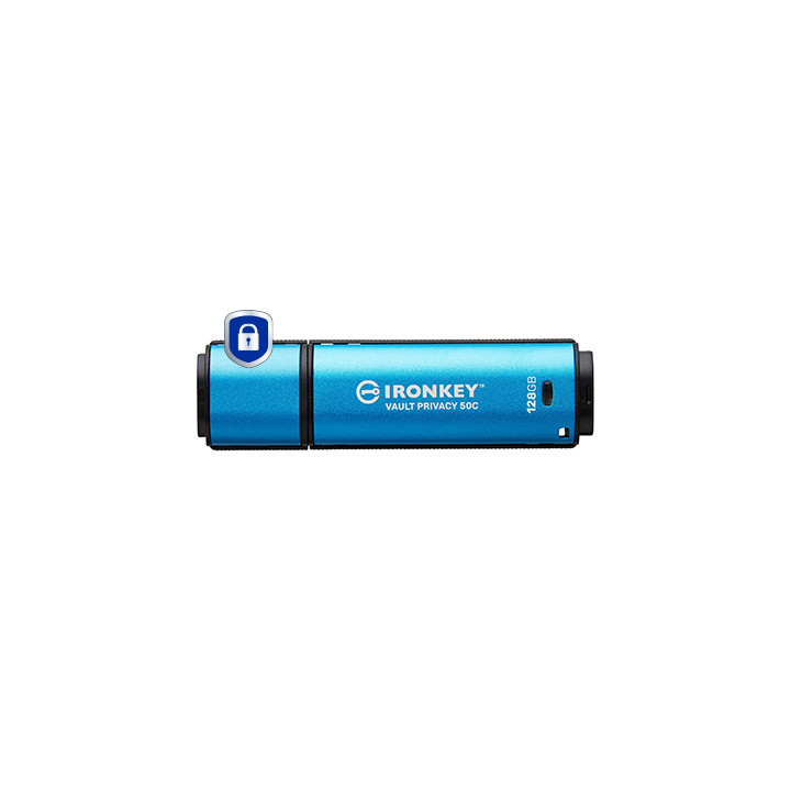 Kingston Technology IronKey Vault Privacy 50 unidade de memória USB 128 GB USB Type-C 3.2 Gen 1 (3.1 Gen 1) Preto, Azul