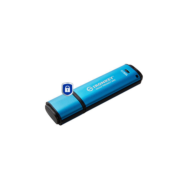 Kingston Technology IronKey Vault Privacy 50 unidade de memória USB 128 GB USB Type-C 3.2 Gen 1 (3.1 Gen 1) Preto, Azul