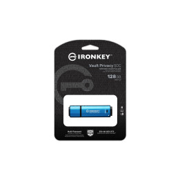 Kingston Technology IronKey Vault Privacy 50 unidade de memória USB 128 GB USB Type-C 3.2 Gen 1 (3.1 Gen 1) Preto, Azul