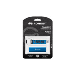 Kingston Technology IronKey Keypad 200 unidade de memória USB 128 GB USB Type-A 3.2 Gen 1 (3.1 Gen 1) Azul