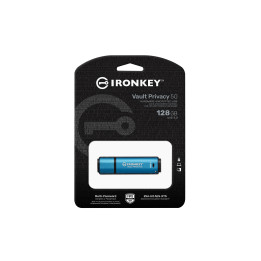 Kingston Technology IronKey Vault Privacy 50 unidade de memória USB 128 GB USB Type-A 3.2 Gen 1 (3.1 Gen 1) Preto, Azul