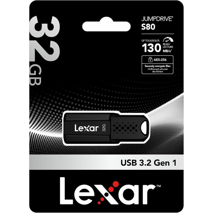 Pendrive Lexar JumpDrive S80 32GB USB 3.2 Gen 1 Preto
