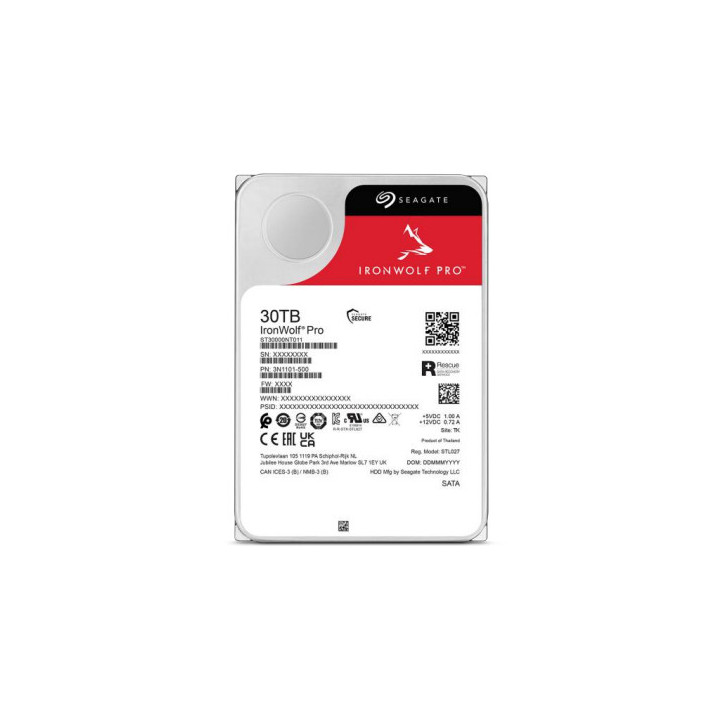 Seagate IronWolf Pro ST30000NT011 unidade de disco rígido 30 TB 7200 RPM 512 MB 3.5" Serial ATA III