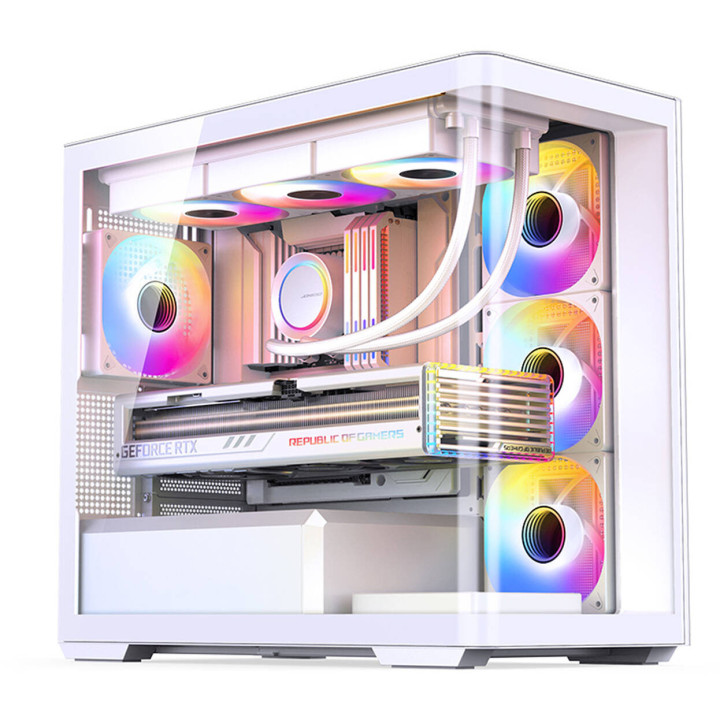 Caixa Micro-ATX Jonsbo D300 Vidro Temperado Branco