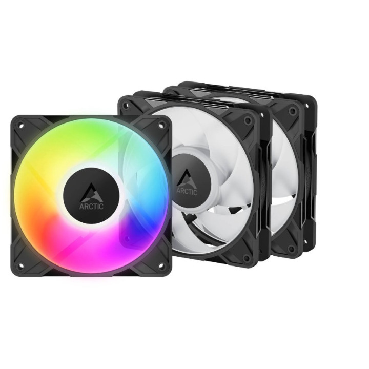 Ventoinha Arctic P12 PRO PWM PST ARGB 120mm Low Noise - Preto (Pack 3)