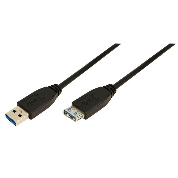 Logilink Extension Cable USB 3.0 Type A to Type A, Black, 1 M 