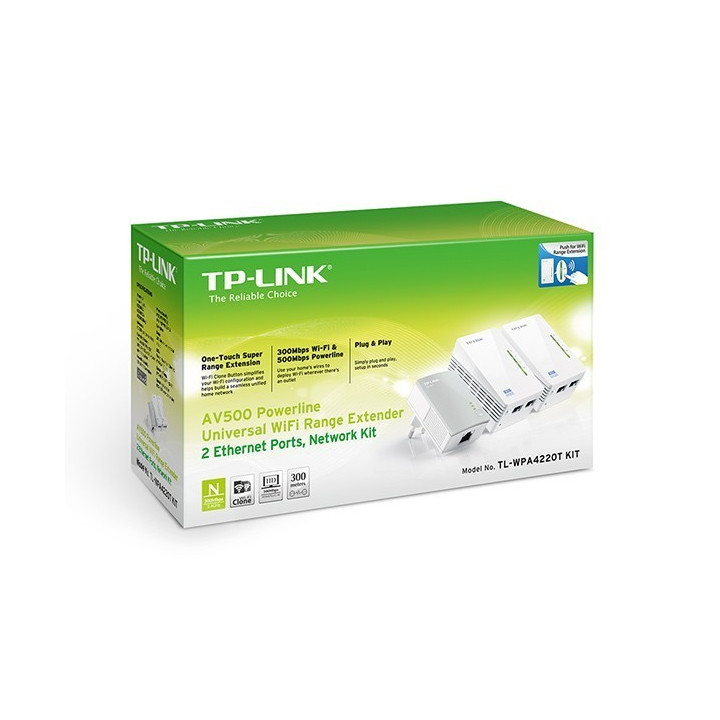 TP-Link AV500 Powerline Universal Wi-Fi Range Extender, 2 Ethernet