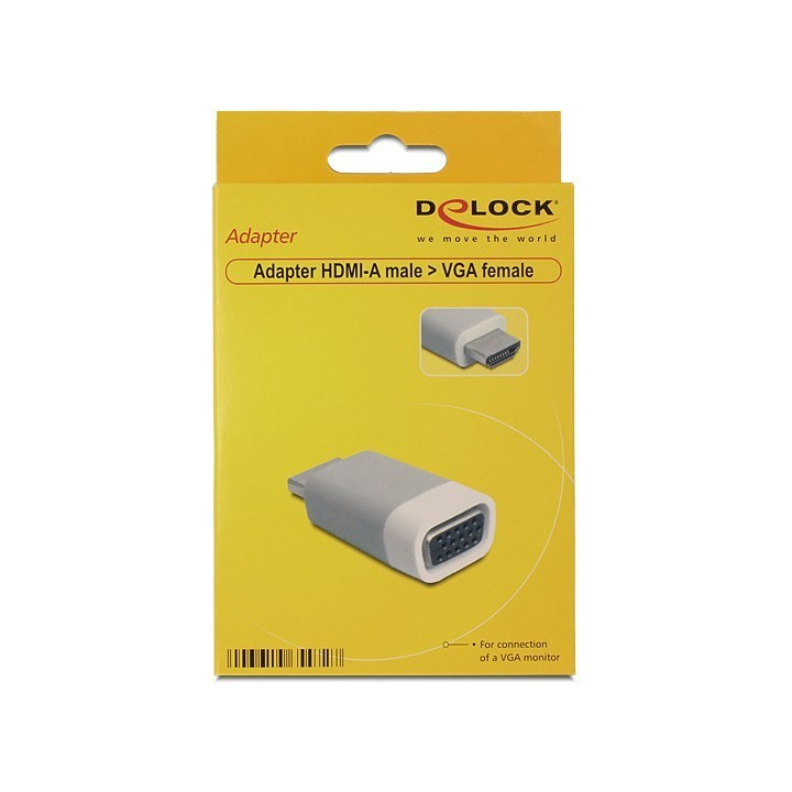DeLOCK Adaptador HDMI-A Macho p/ VGA Fêmea Cinza 