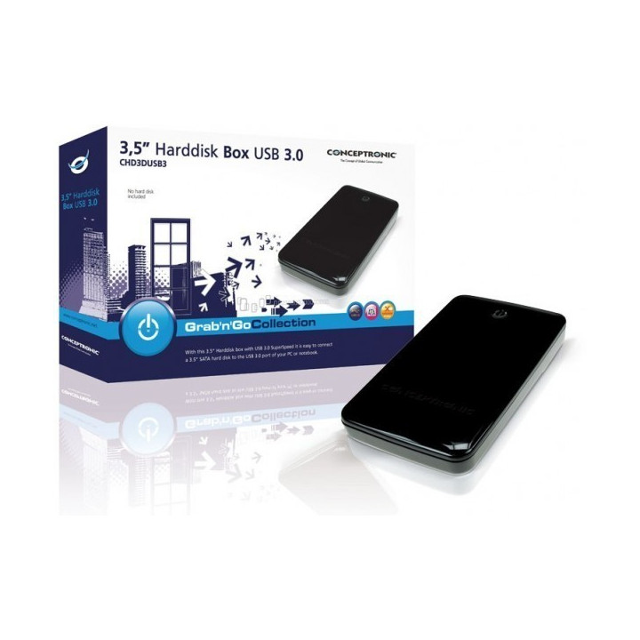 Conceptronic Caixa Externa para Discos Rígidos 3.5 USB 3.0 Preto