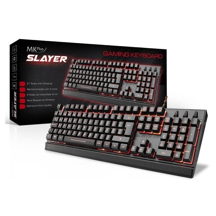 Teclado Gamer MKPlus TG8120SLAYER Retroiluminado 3 Cores