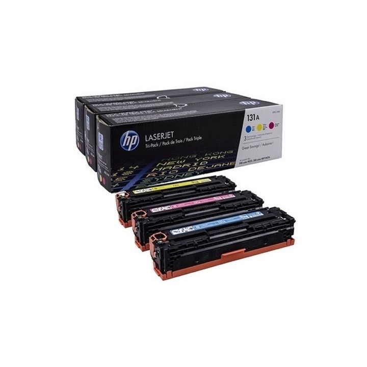 HP Pack Triplo de Toner LaserJet Original 131A Ciano/Magenta/Amarelo 