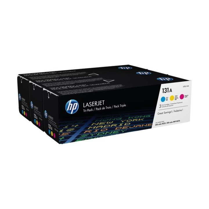 HP Pack Triplo de Toner LaserJet Original 131A Ciano/Magenta/Amarelo 