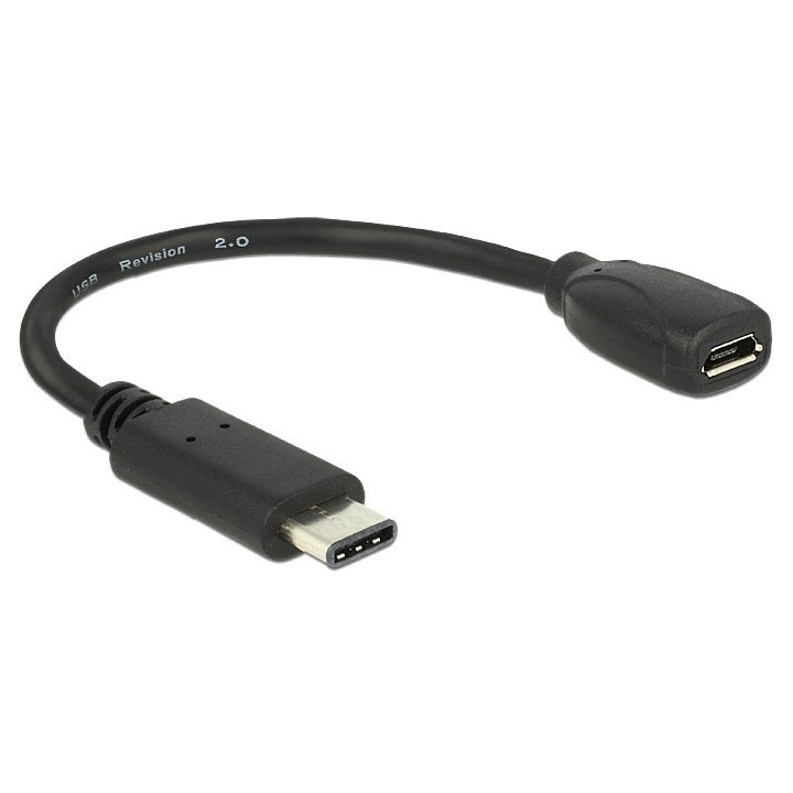 DeLOCK Adapter USB-C 2.0 para Micro-USB-B 2.0 15cm Preto 