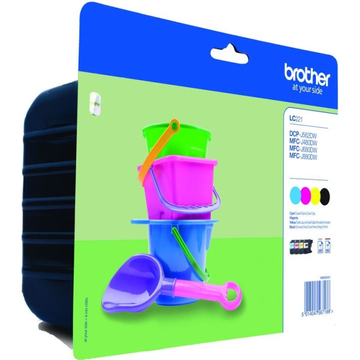 Brother LC221 Pack 4 tinteiros, Amarelo, Cyan, Preto, Magenta 