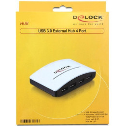 DeLOCK USB 3.0 externer HUB 4 Port, USB-Hub Preto / Branco 
