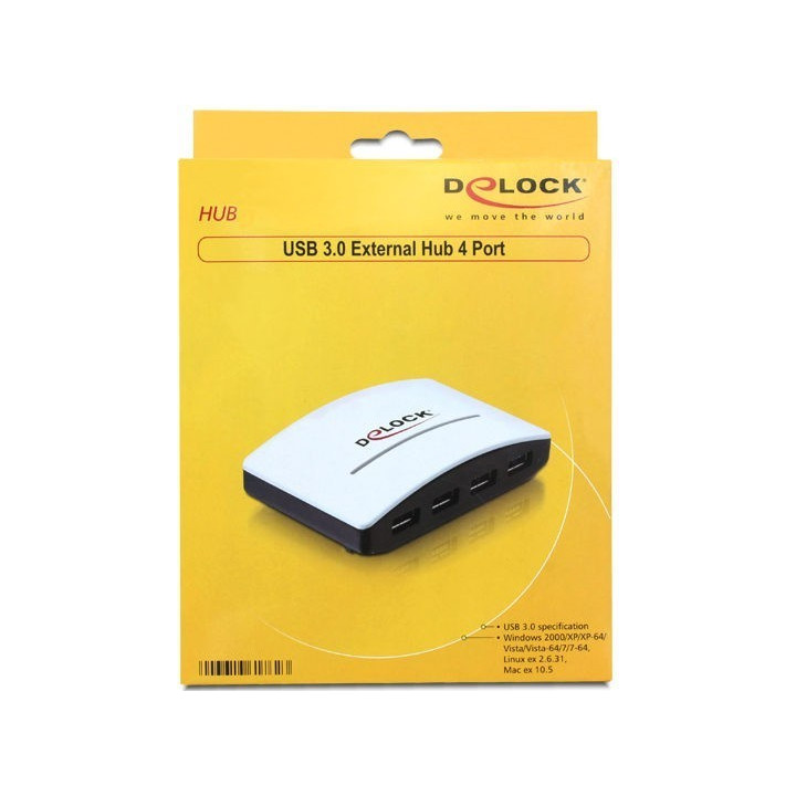 DeLOCK USB 3.0 externer HUB 4 Port, USB-Hub Preto / Branco 