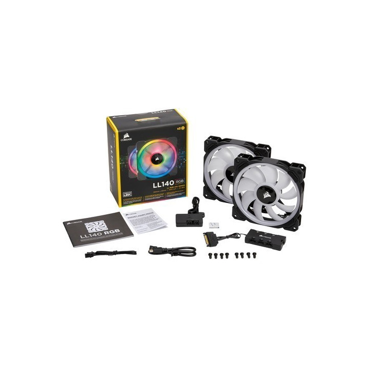 Corsair LL140 RGB 140mm Dual Light Loop RGB LED PWM Fan — 2 Fan Pack with Lighting Node PRO 