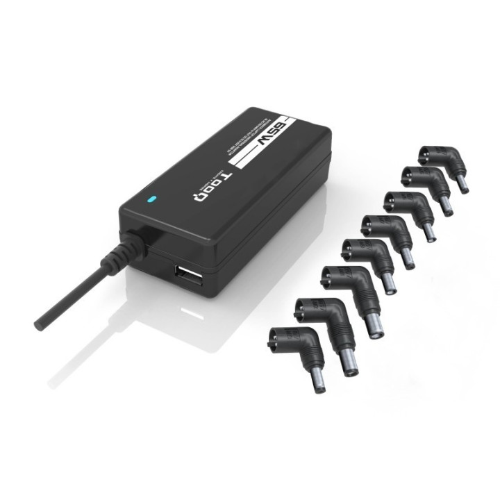 TooQ Carregador Automático Universal multi tensão 65W com 1xUSB e 8