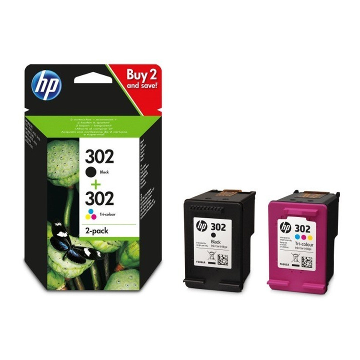 HP Originais 302 Preto/Tricolor Conjunto de 2 Tinteiros - X4D37AE