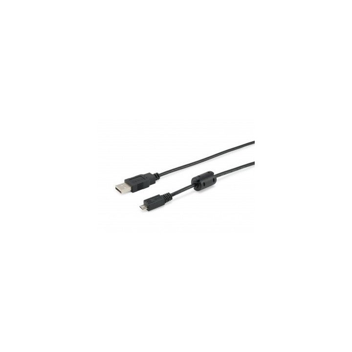 Equip Cabo USB 2.0 A- para  MicroB  1,8m, M/M preto com Ferrite