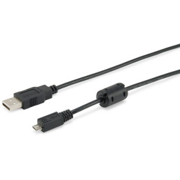 Equip USB 2.0 Cable A -- MicroB, 1.0m, M/M, black with Ferrite Core 