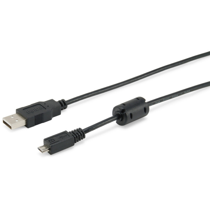 Equip USB 2.0 Cable A -- MicroB, 1.0m, M/M, black with Ferrite Core 