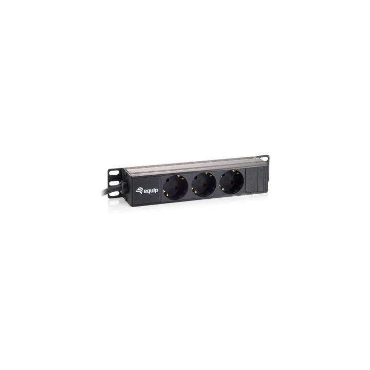 Equip Power Strip 3BAY CEE7/4 W. 1,8M CABLE, BLACK (10) 