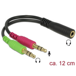 Delock Cabo Audio 1x 3.5 mm macho para 2 x 3.5 mm fêmea 